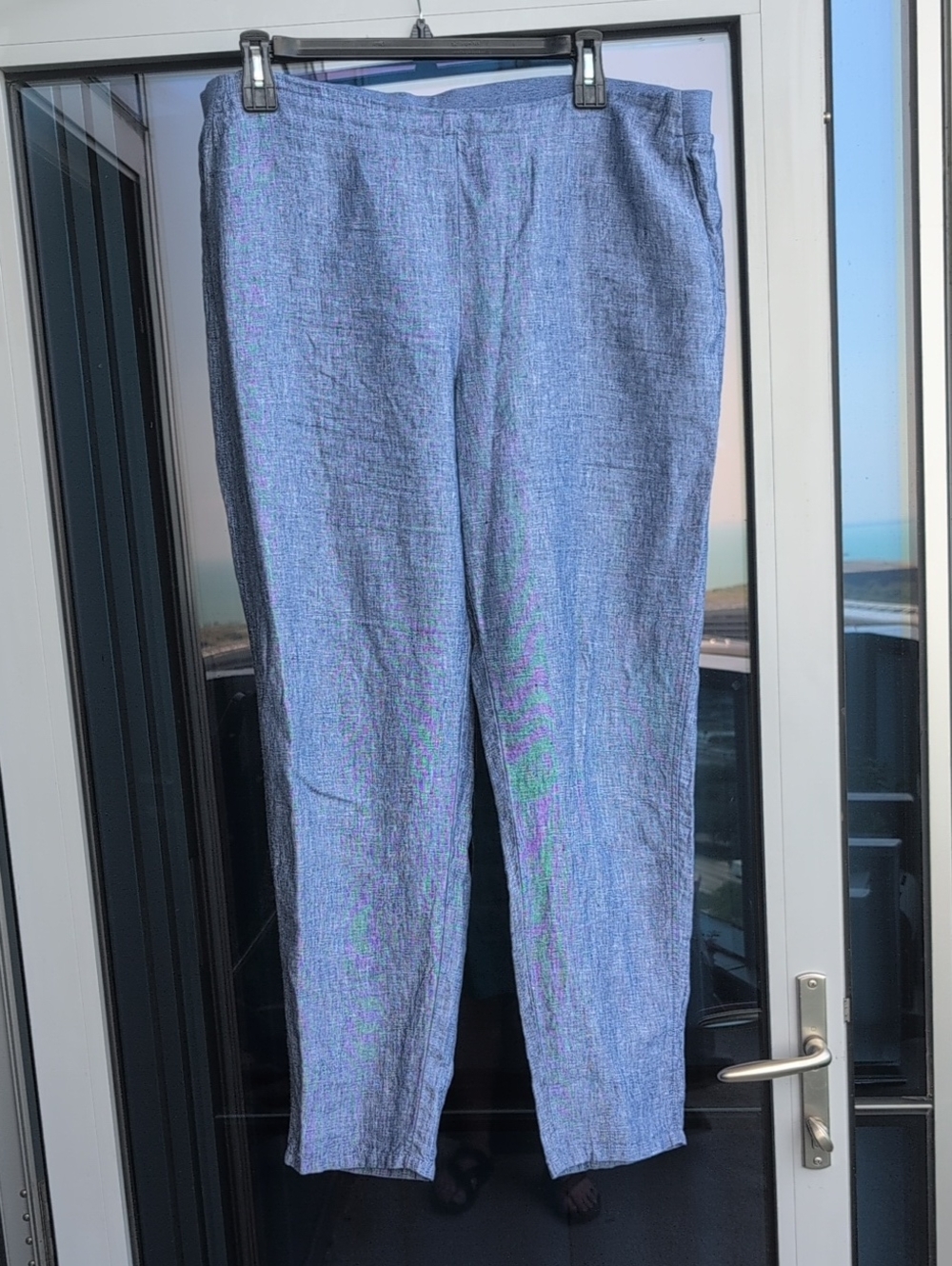 J Jill Chambray Blue Textured Straight-Leg Pants, XL Tall